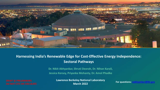Cover of Harnessing India’s Renewable Edge for Cost-Effective Energy Independence: Sectoral Pathways