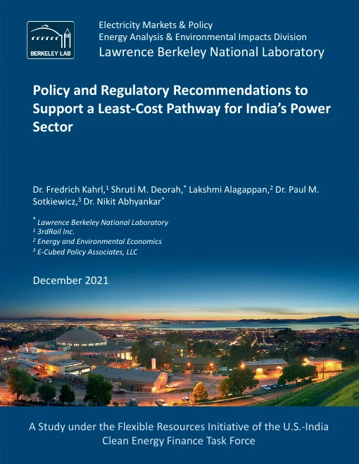 Cover of Policy and Regulatory Recommendations to Support a Least Cost Pathway for India’s Power Sector