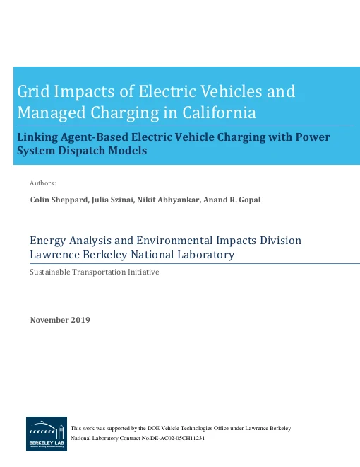 Cover of Grid Impacts of Electric Vehicles and Managed Charging in California