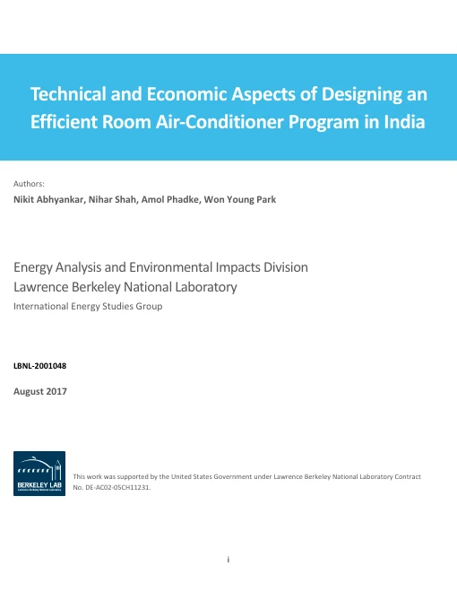 Cover of Technical and Economic Aspects of Designing an Efficient Room Air-Conditioner Program in India