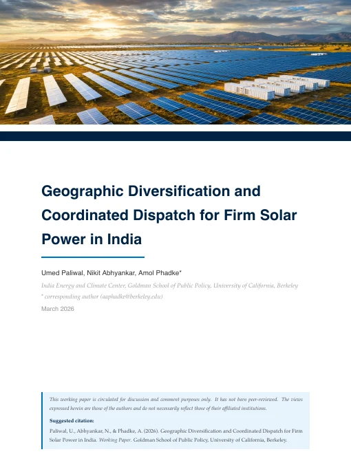 Cover of Geographic Diversification and Coordinated Dispatch for Firm Solar Power in India