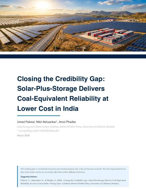 Cover of Closing the Credibility Gap: Solar-Plus-Storage Delivers Coal-Equivalent Reliability at Lower Cost in India