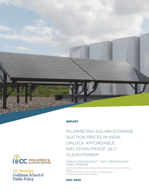 Cover of Plummeting Solar+Storage Auction Prices in India Unlock Affordable, Inflation Proof, 24/7 Clean Power