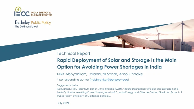 Cover of Rapid Deployment of Solar and Storage Is the Main Option for Avoiding Power Shortages in India