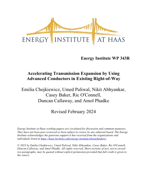Cover of Accelerating transmission expansion by using advanced conductors in existing right-of-way